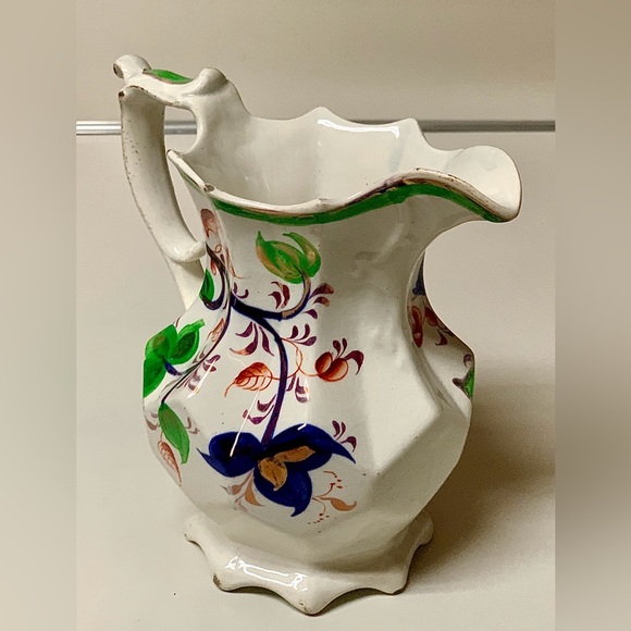 19th Century Gaudy Welsh Unrecorded Pattern Octagonal Footed Jug Handled Pitcher - Picture 4 of 16